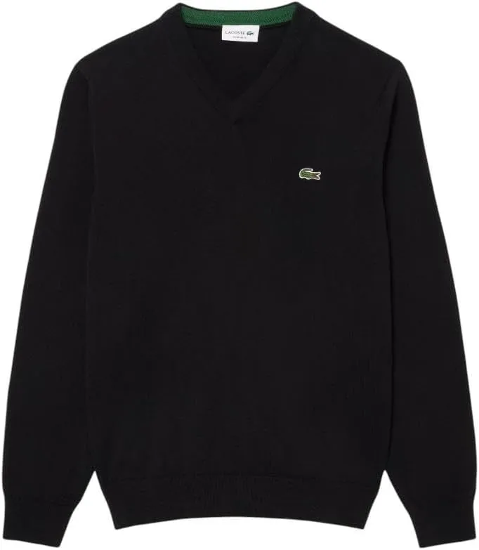 Lacoste Men's Long Sleeve Regular Fit V-neck Organic Cotton Sweater