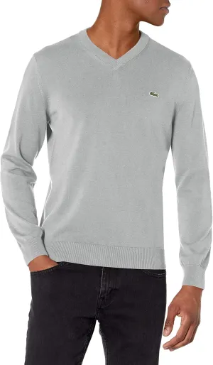 Lacoste Men's Long Sleeve Regular Fit V-neck Organic Cotton Sweater
