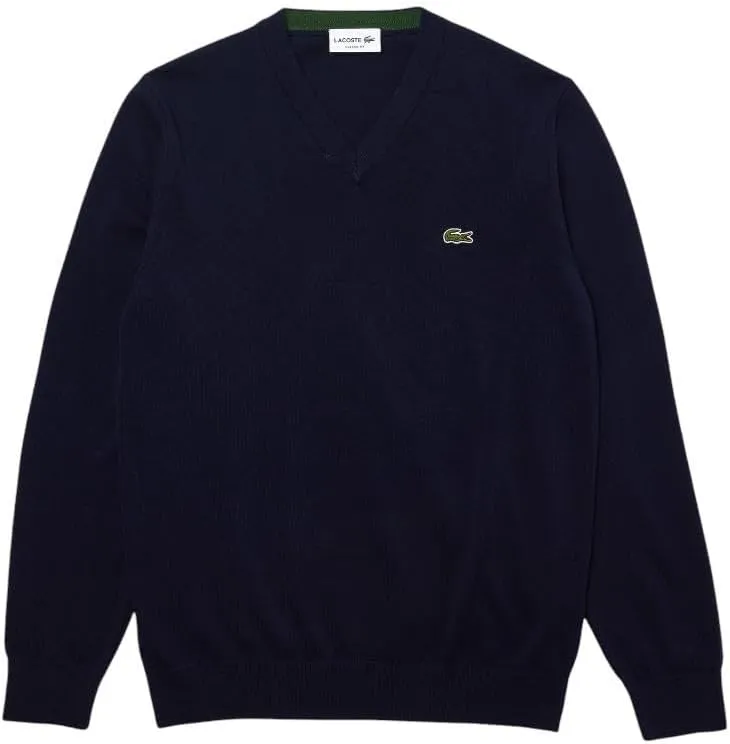 Lacoste Men's Long Sleeve Regular Fit V-neck Organic Cotton Sweater