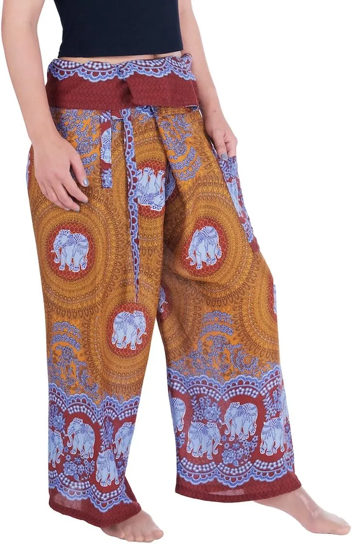 Lannaclothesdesign Women's Thai Fisherman Pants Yoga Trousers Wide Legs Pants
