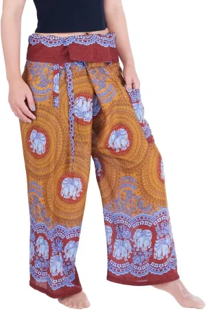 Lannaclothesdesign Women's Thai Fisherman Pants Yoga Trousers Wide Legs Pants