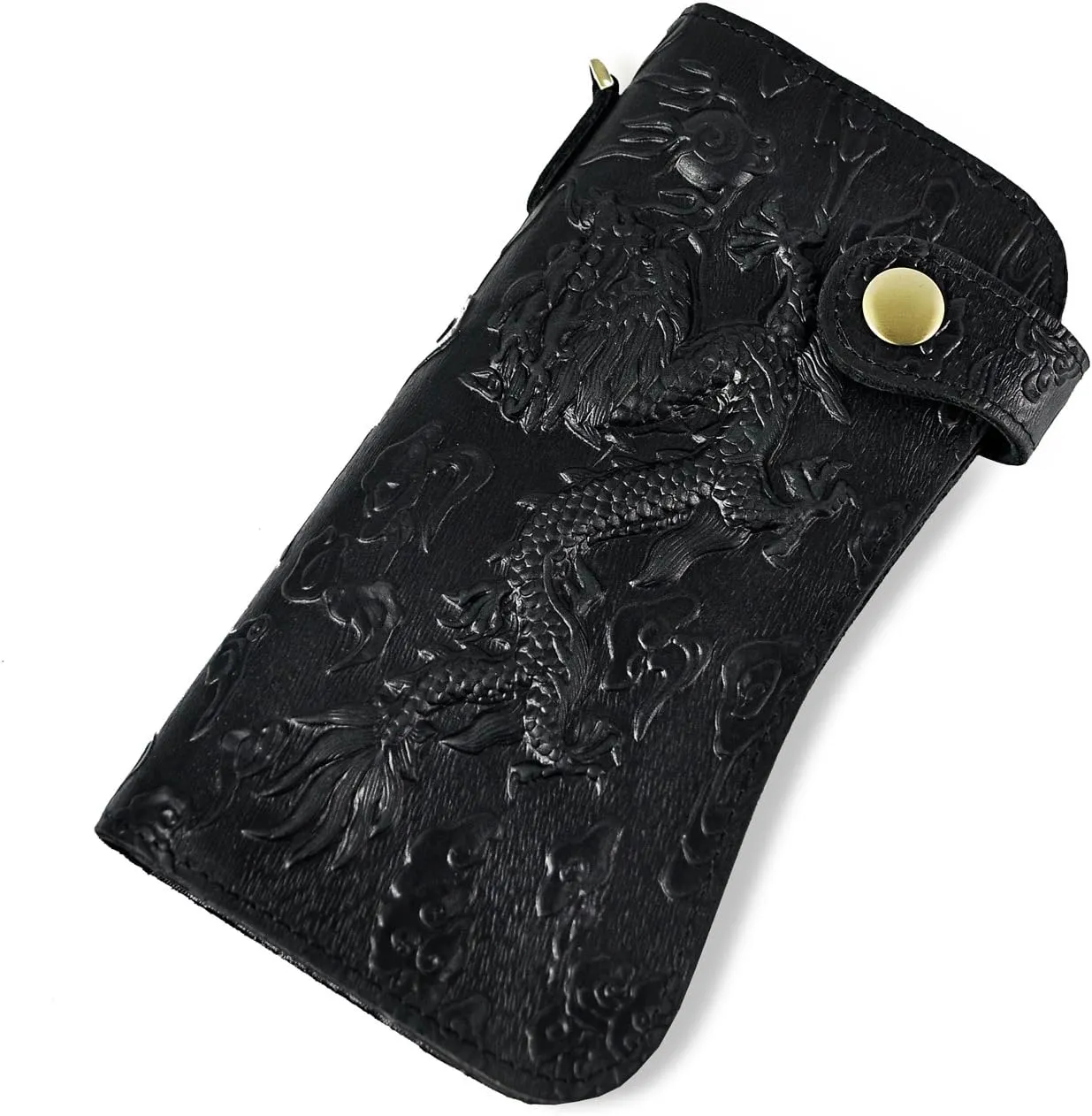 Le'aokuu Mens Genuine Leather Bifold Wallet Organizer Checkbook Iron Chain