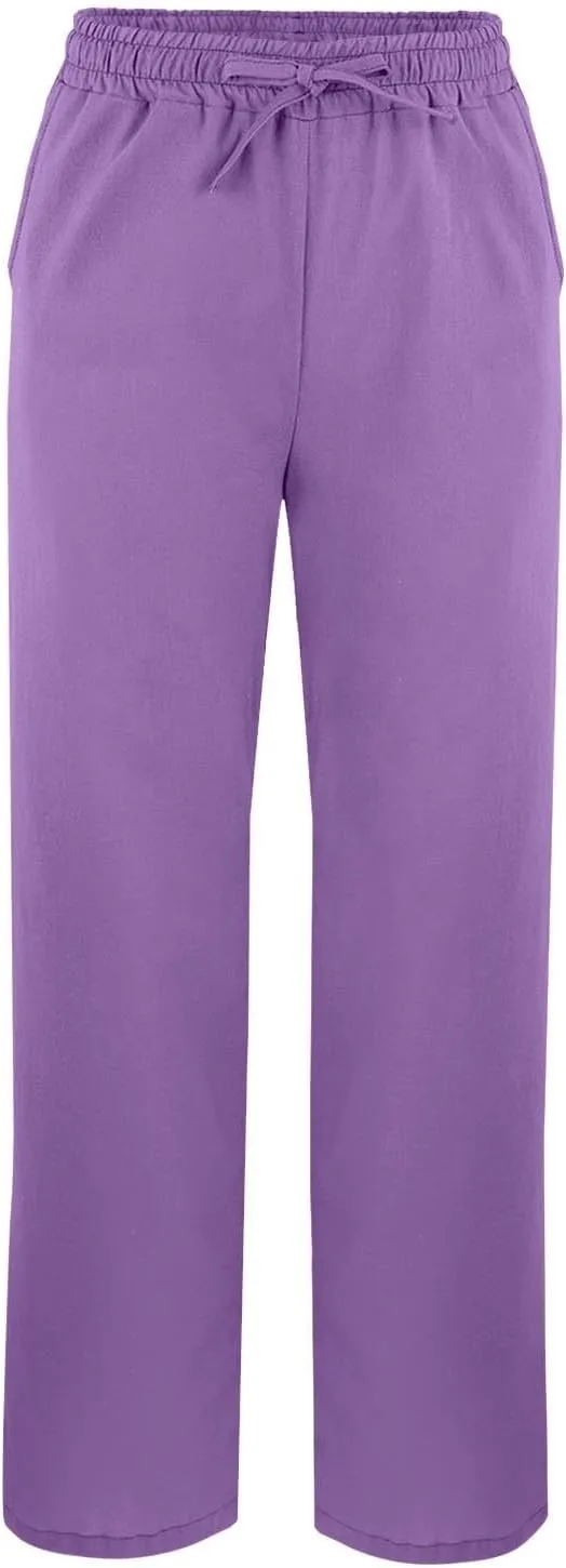 Linen Pants Women High Waisted Beach Pants Loose Lightweight Wide Leg Trousers with Pockets Workout Vacation Capris