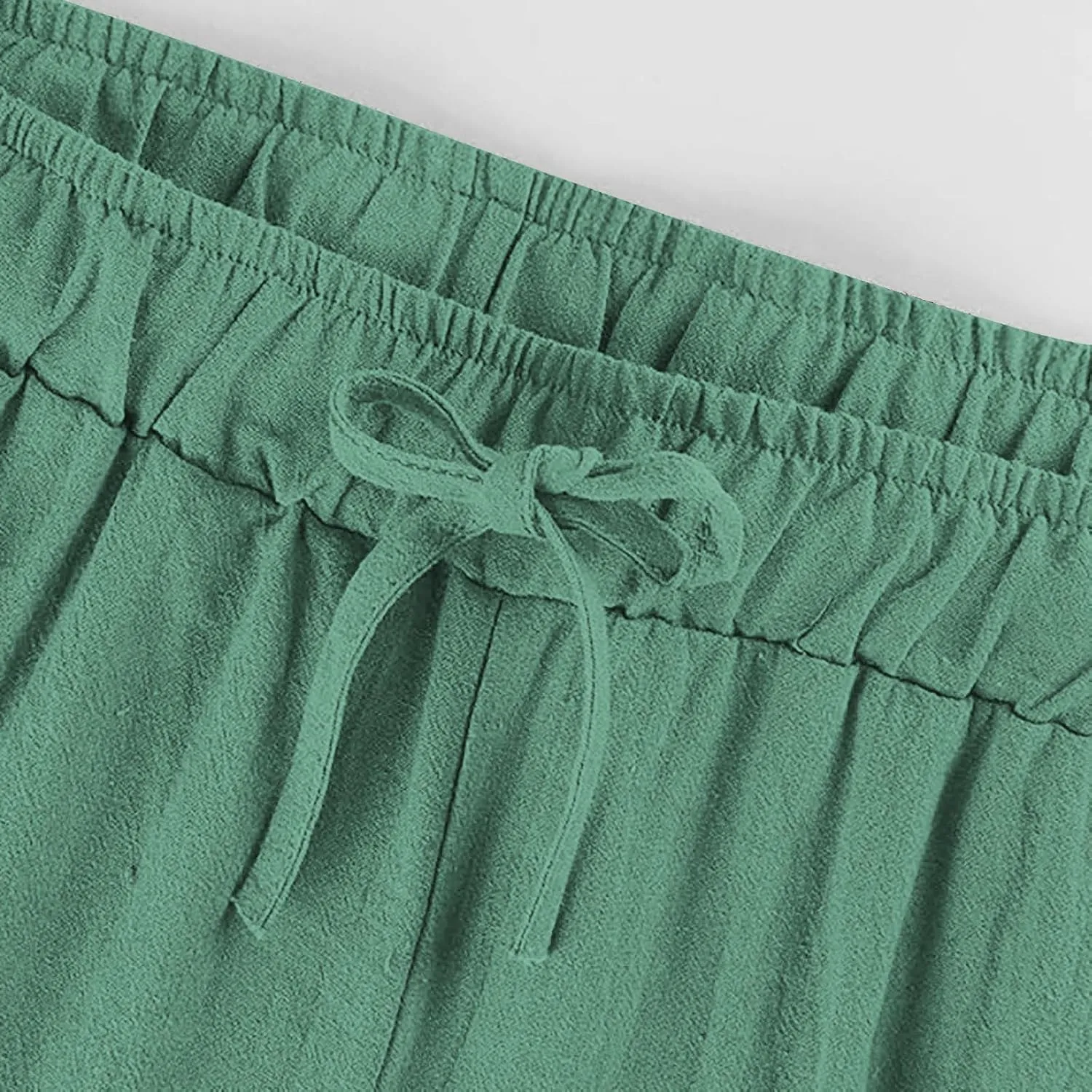 Linen Pants Women High Waisted Drawstring Palazzo Pants 2025 Flowy Wide Leg Trouser with Pockets Beach Vacation Clothes