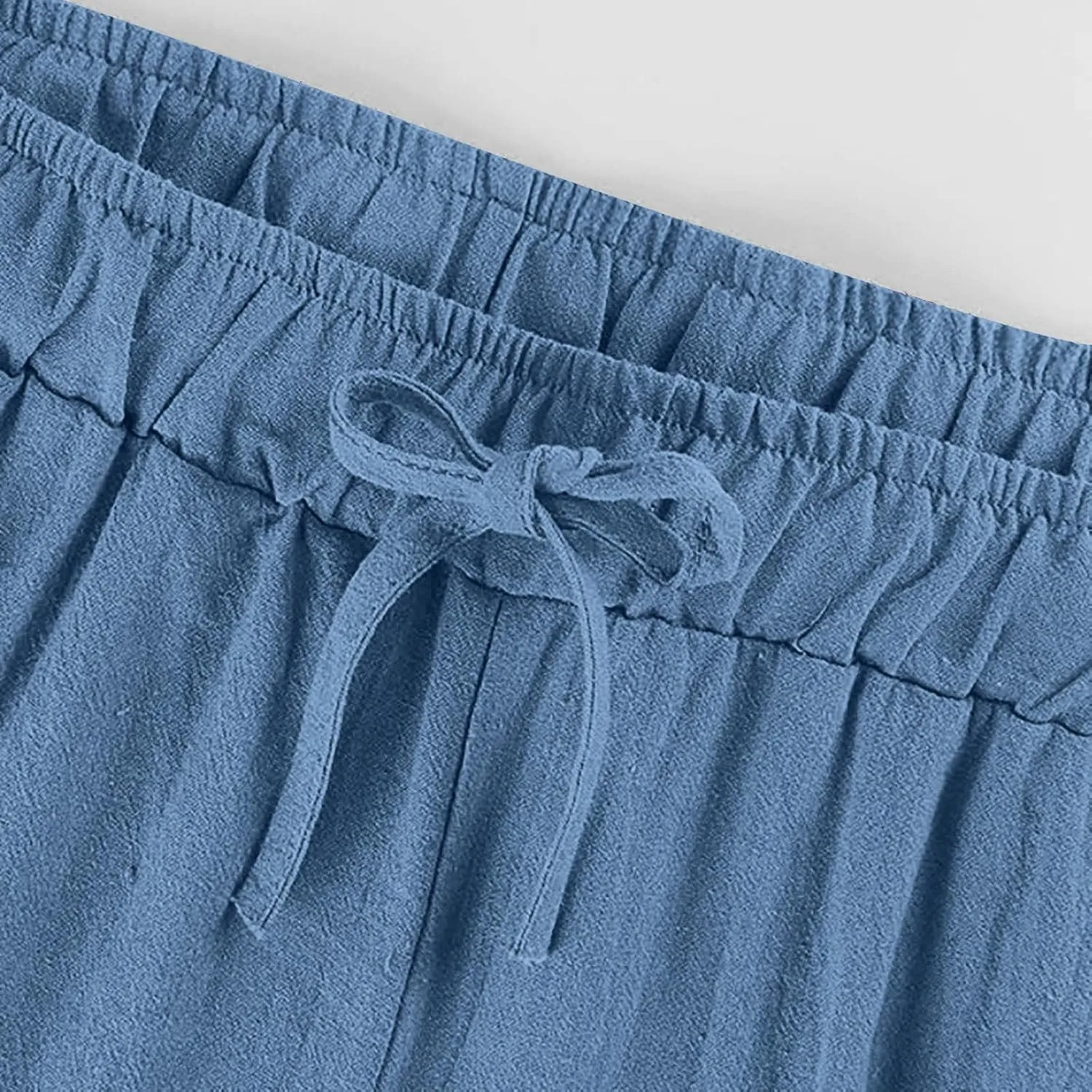 Linen Pants Women High Waisted Drawstring Palazzo Pants 2025 Flowy Wide Leg Trouser with Pockets Beach Vacation Clothes