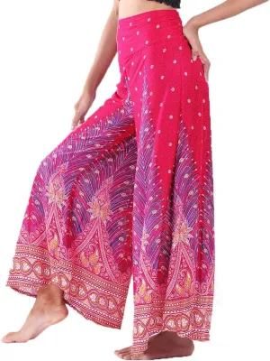 LOFBAZ Women's Wide Leg Palazzo Pants Yoga Lounge Hippie Harem Flowy Trousers