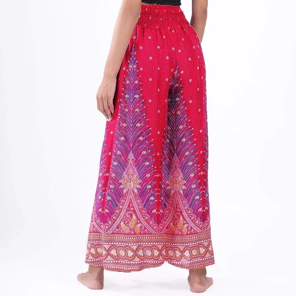 LOFBAZ Women's Wide Leg Palazzo Pants Yoga Lounge Hippie Harem Flowy Trousers