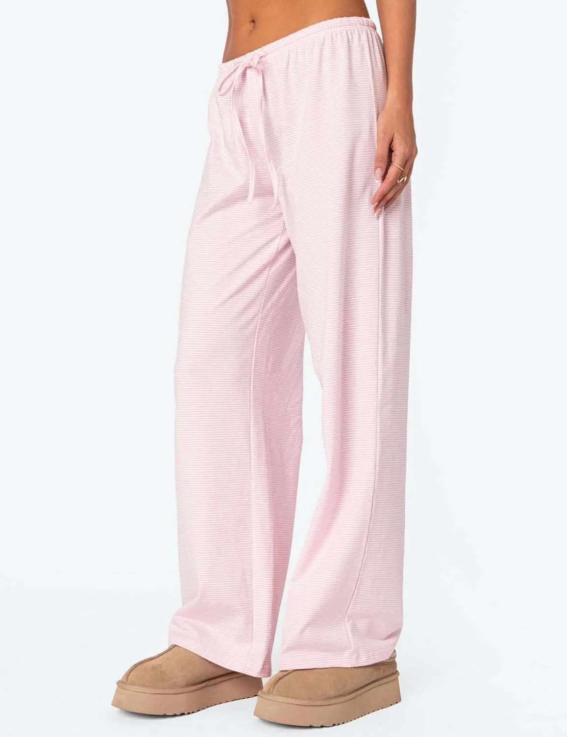LONGBIDA Pajamas Pants For Women Sleepwear Elastic Waist Wide Leg Drawstring Casual Loose Trousers with Pockets
