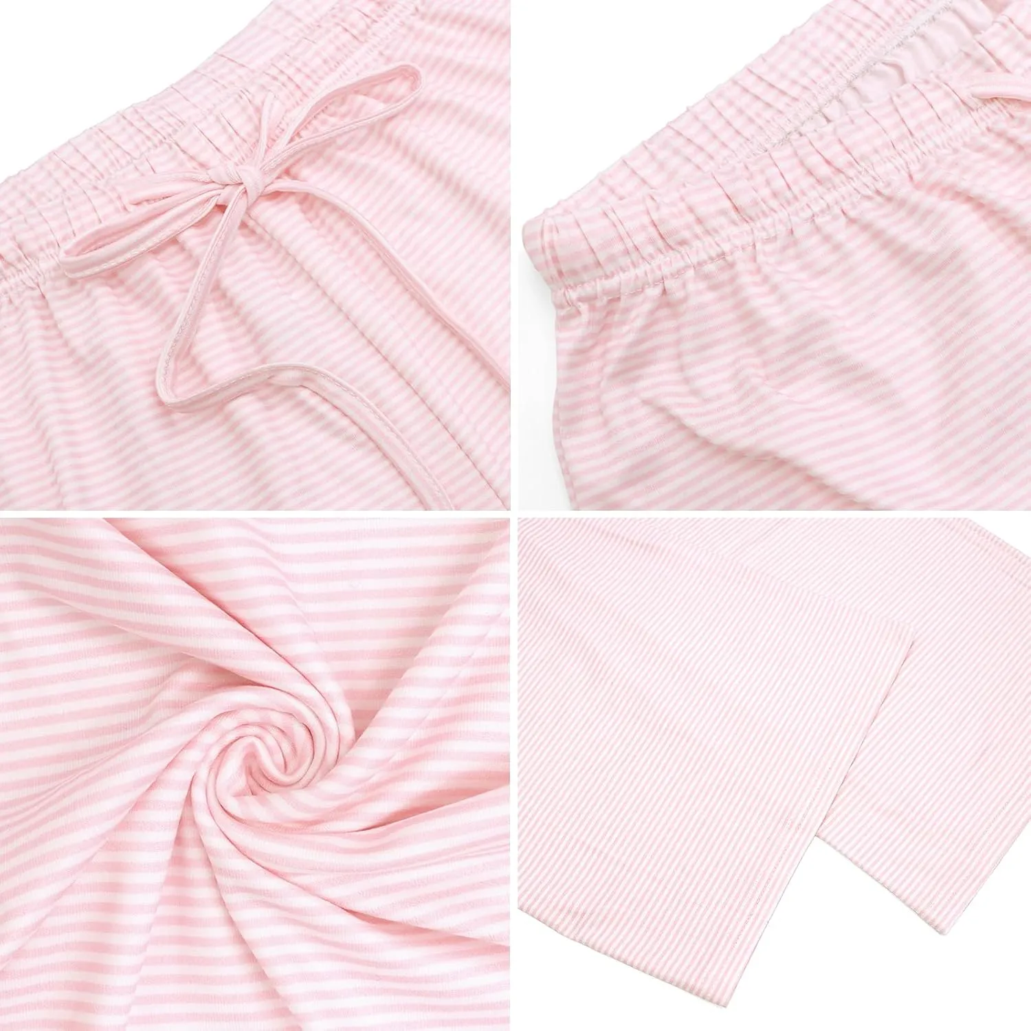 LONGBIDA Pajamas Pants For Women Sleepwear Elastic Waist Wide Leg Drawstring Casual Loose Trousers with Pockets