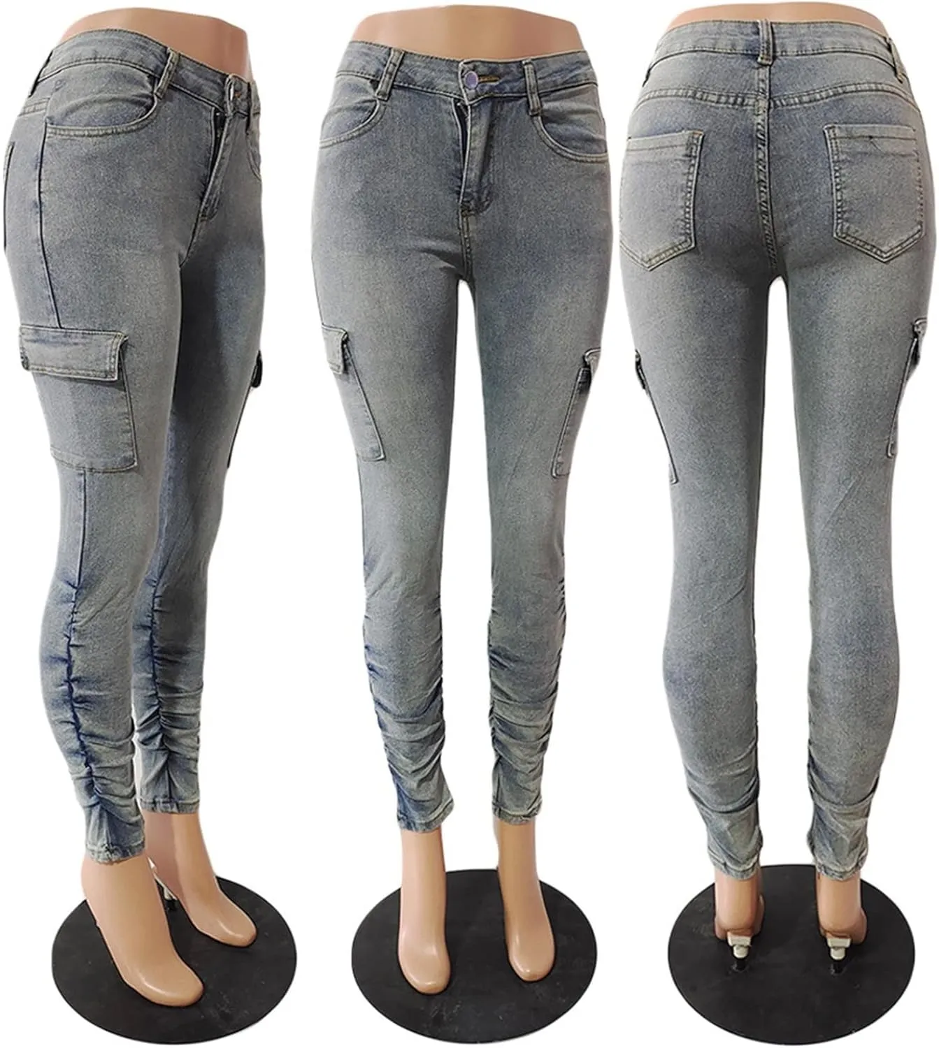 Lucuna Women's Stacked Jeans Y2K Boyfriend High Waisted Bootcut Skinny Stretchy Denim Pants Trousers
