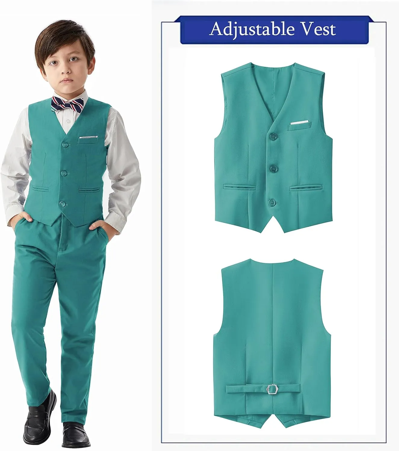 MAGE MALE Boys Multiple Colour Formal Dress Suits 5 Piece Slim Fit Dresswear Suit Set with Kids Suspenders