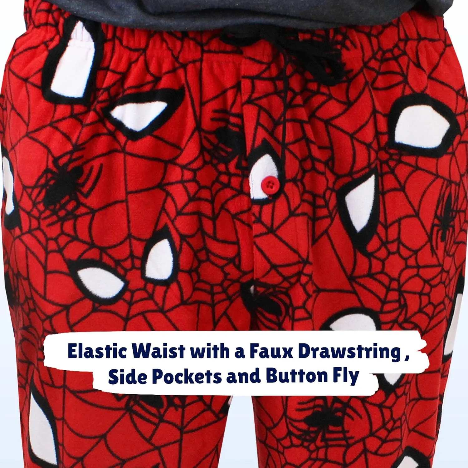 Marvel Spider-Man Mens Plush Fleece Lounge Pajama Pants