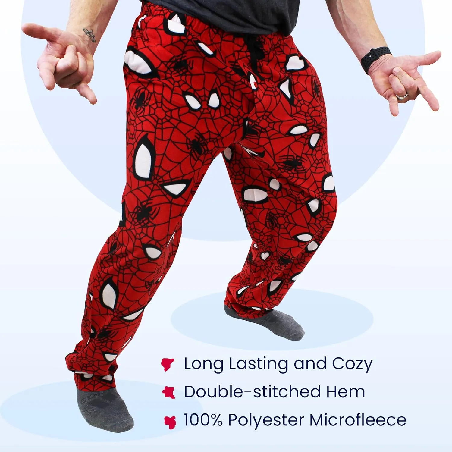 Marvel Spider-Man Mens Plush Fleece Lounge Pajama Pants