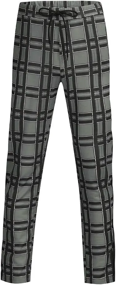 Maryia Men's Casual Plaid Trousers Flat-Front Skinny Slim Fit Track Chino Pants Running Sport Joggers Sweatpants