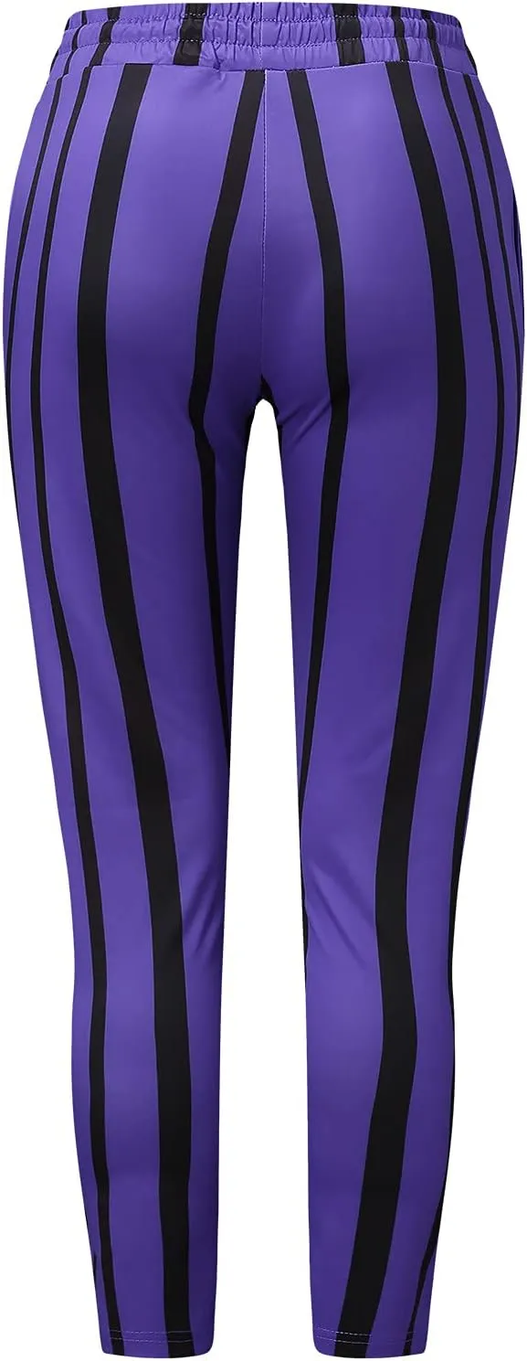 Maryia Men's Striped Skinny Pants Slim Fit Stretch Chino Fashion Jogger Drawstring Elastic Waist Business Style Trouser