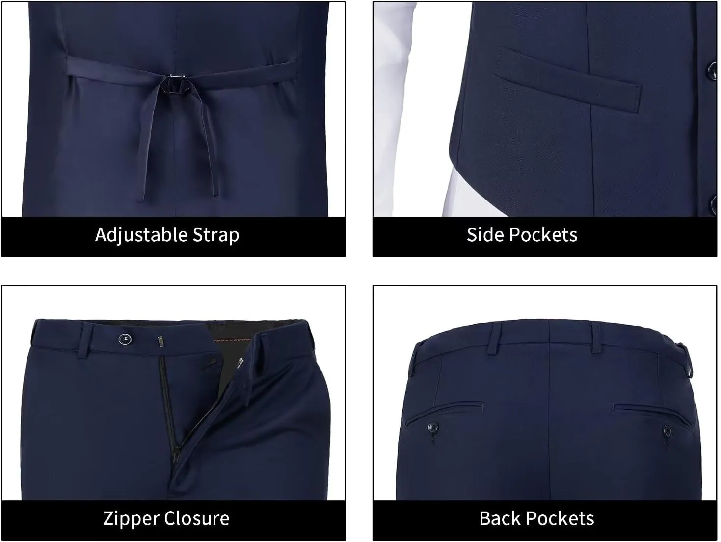 Men's 2 Piece Vest Pants Set Slim Fit Wedding Suit for Men with Tie Tuxedo Set for Business Christmas