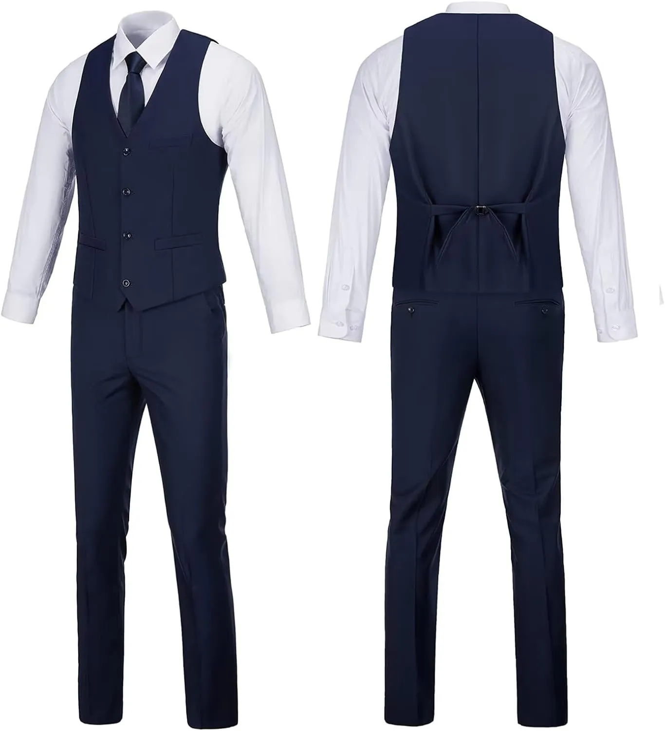Men's 2 Piece Vest Pants Set Slim Fit Wedding Suit for Men with Tie Tuxedo Set for Business Christmas