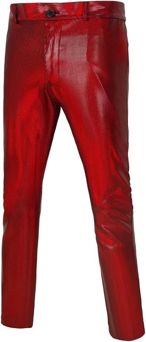 Men's 70s Disco Pants Metallic Sequin Straight Leg Trousers Party Dance Outfits