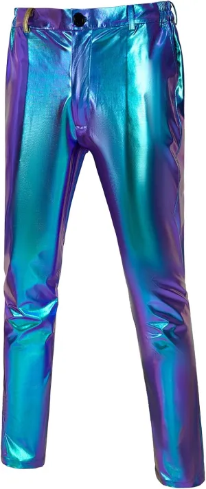 Men's 70s Disco Pants Metallic Sequin Straight Leg Trousers Party Dance Outfits