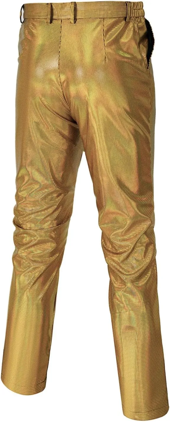 Men's 70s Disco Pants Metallic Sequin Straight Leg Trousers Party Dance Outfits