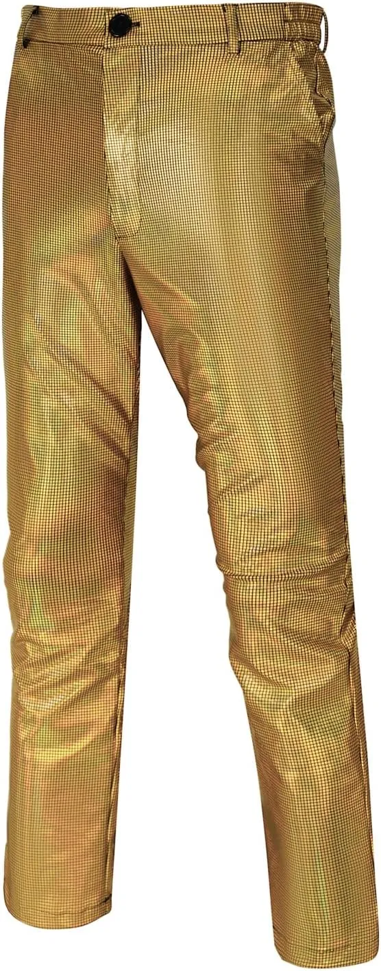 Men's 70s Disco Pants Metallic Sequin Straight Leg Trousers Party Dance Outfits