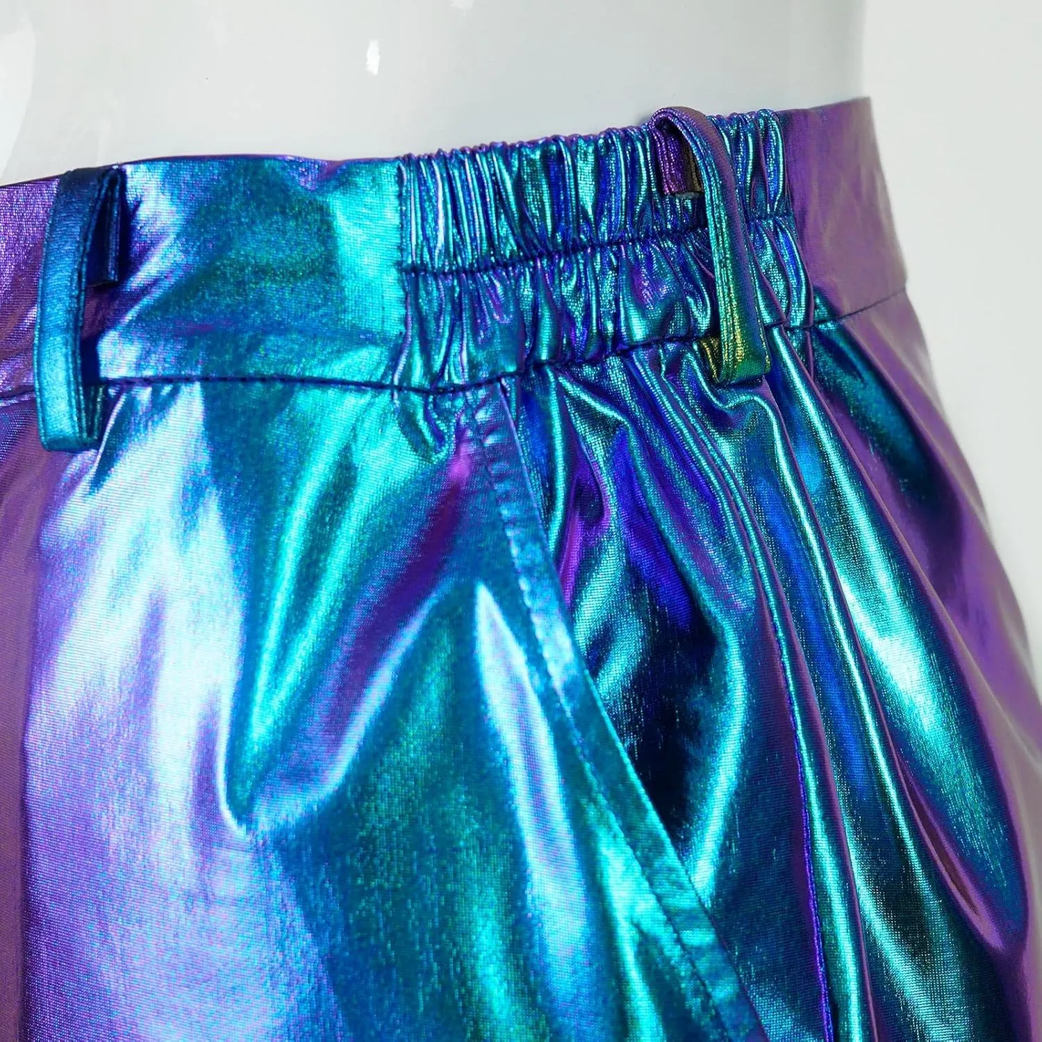 Men's 70s Disco Pants Metallic Sequin Straight Leg Trousers Party Dance Outfits