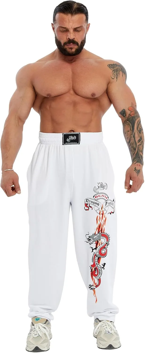 Men's Baggy Pants, Dragon Design Gym Sweatpants