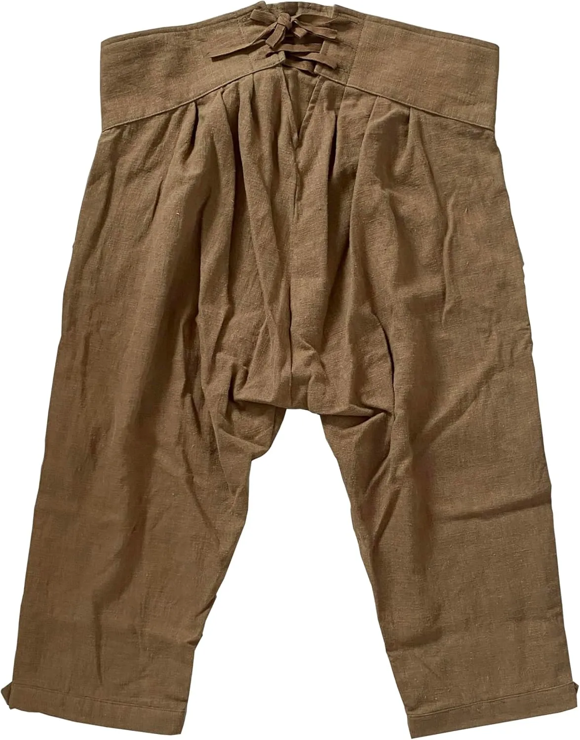 Mens Colonial Knee Linen Breeches 18th Century Pants Fall Front Style