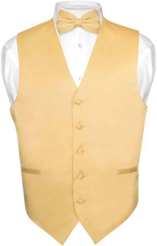 Men's Dress Vest & BowTie Solid PINK Color Bow Tie Set for Suit or Tuxedo