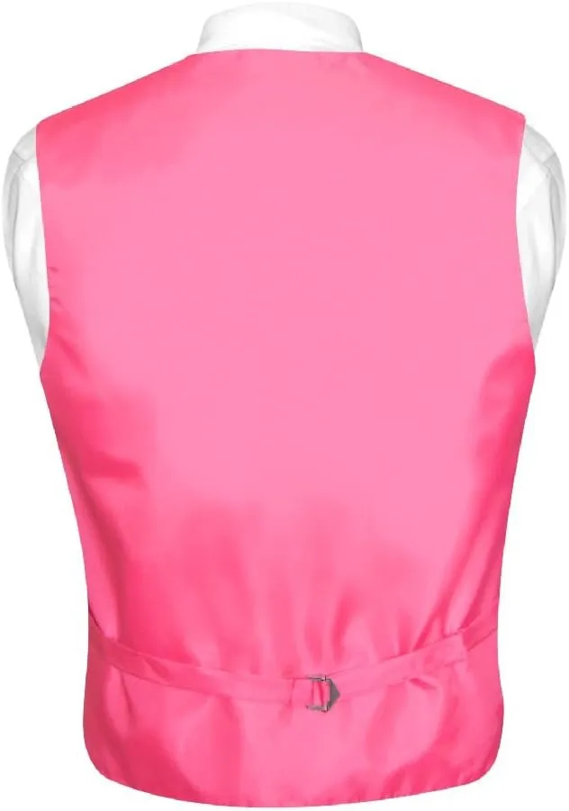 Men's Dress Vest & NeckTie Solid PINK Color Neck Tie Set for Suit or Tuxedo