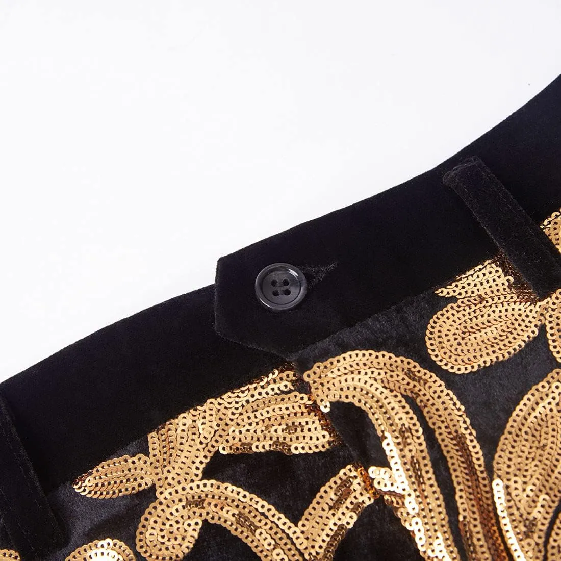 Men's Fashion Floral Glitter Sequin Velvet Pants