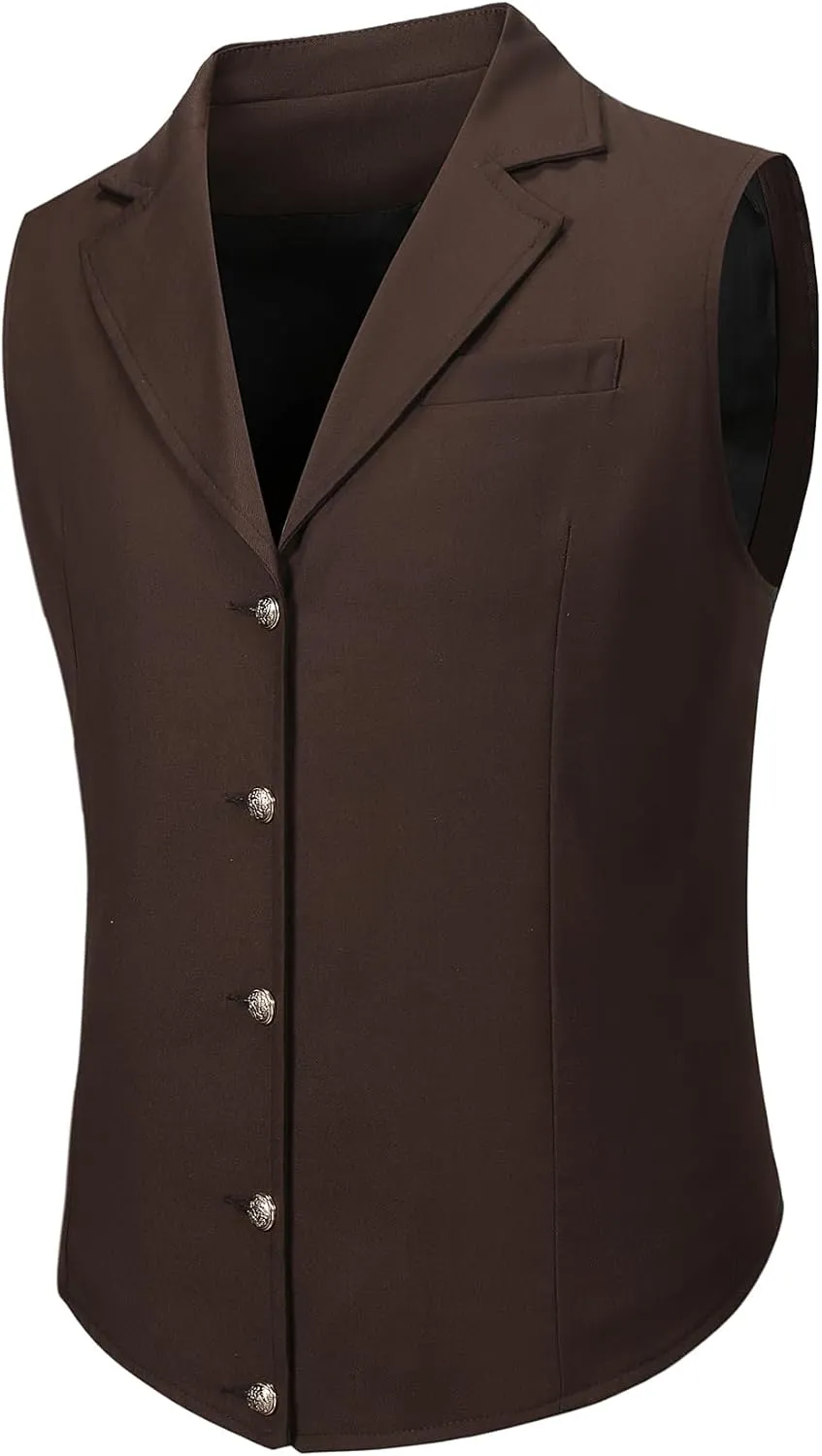 Mens Formal Suit Vest Slim Business Fit Waistcoat with 1 Pockets for Suit or Tuxedo