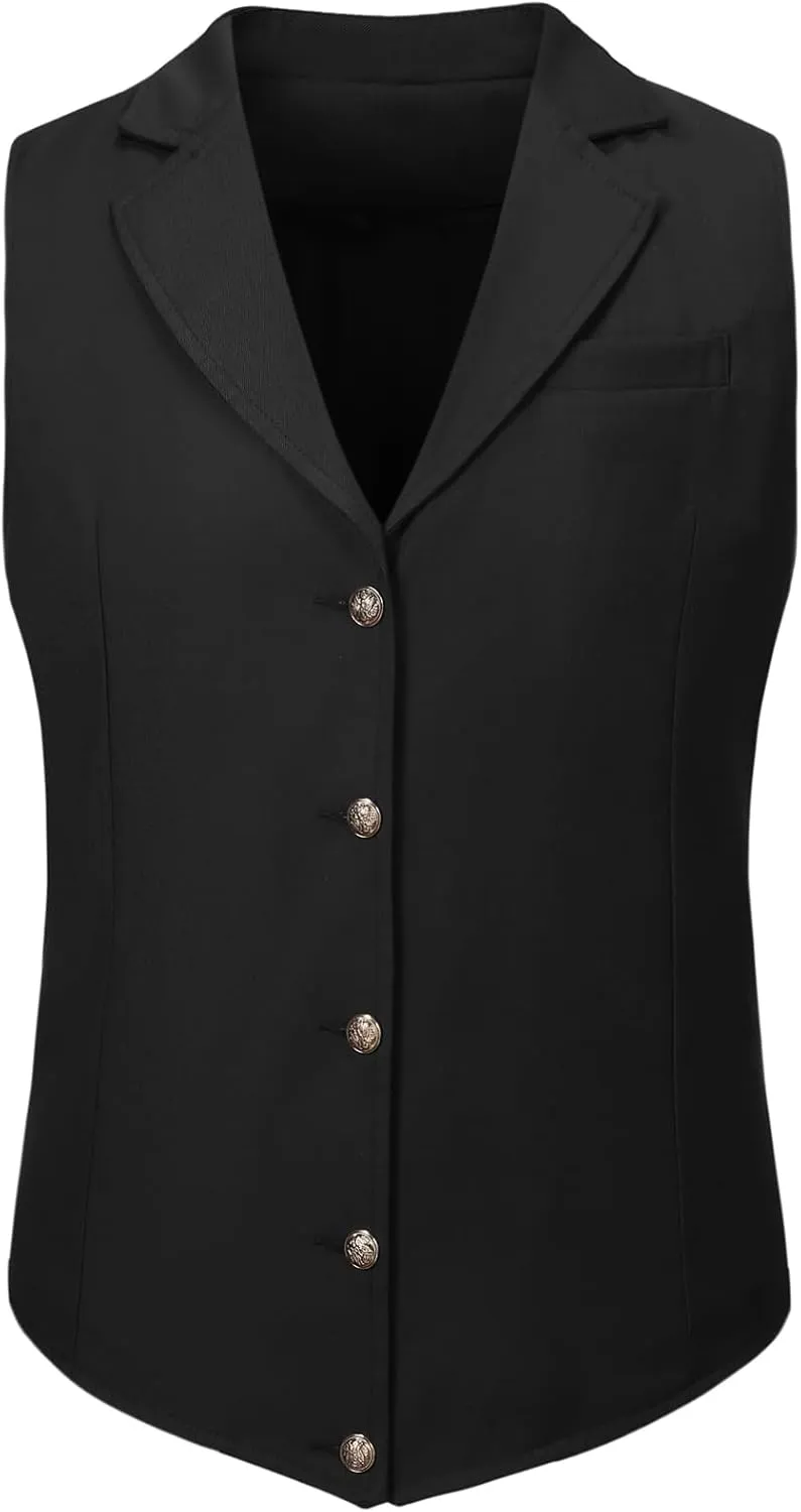 Mens Formal Suit Vest Slim Business Fit Waistcoat with 1 Pockets for Suit or Tuxedo