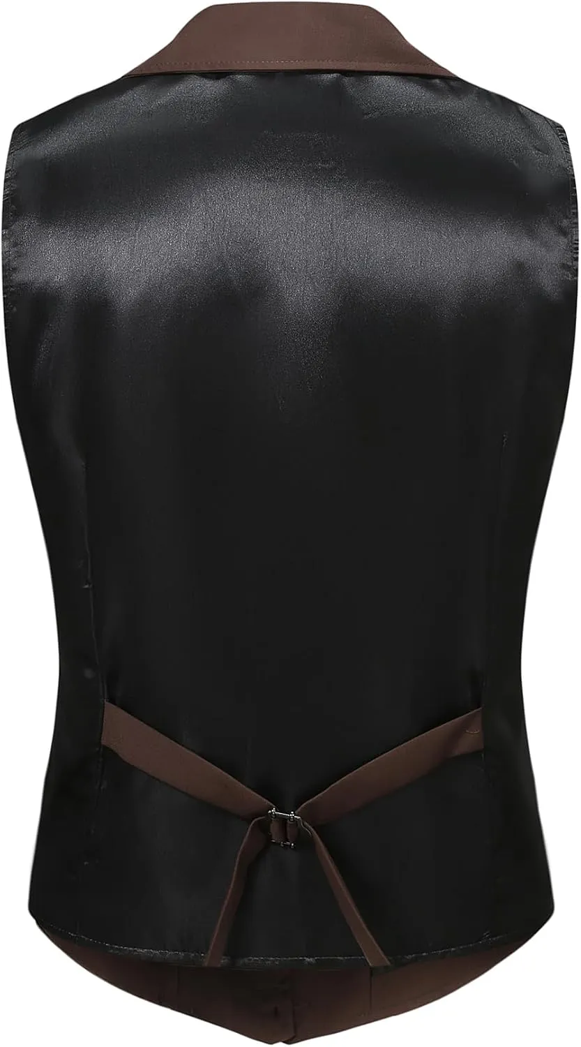 Mens Formal Suit Vest Slim Business Fit Waistcoat with 1 Pockets for Suit or Tuxedo