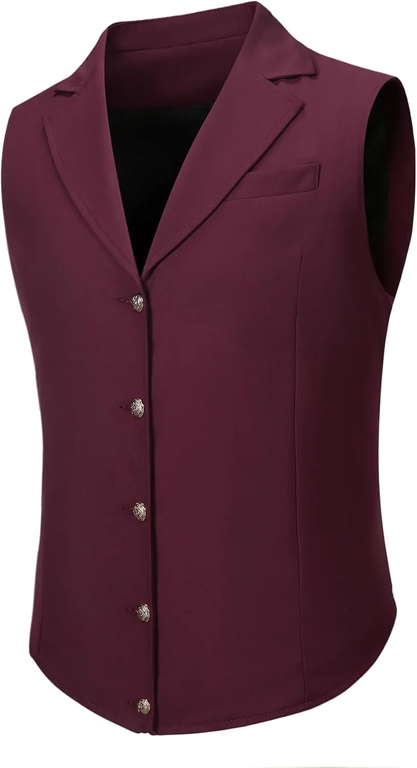 Mens Formal Suit Vest Slim Business Fit Waistcoat with 1 Pockets for Suit or Tuxedo