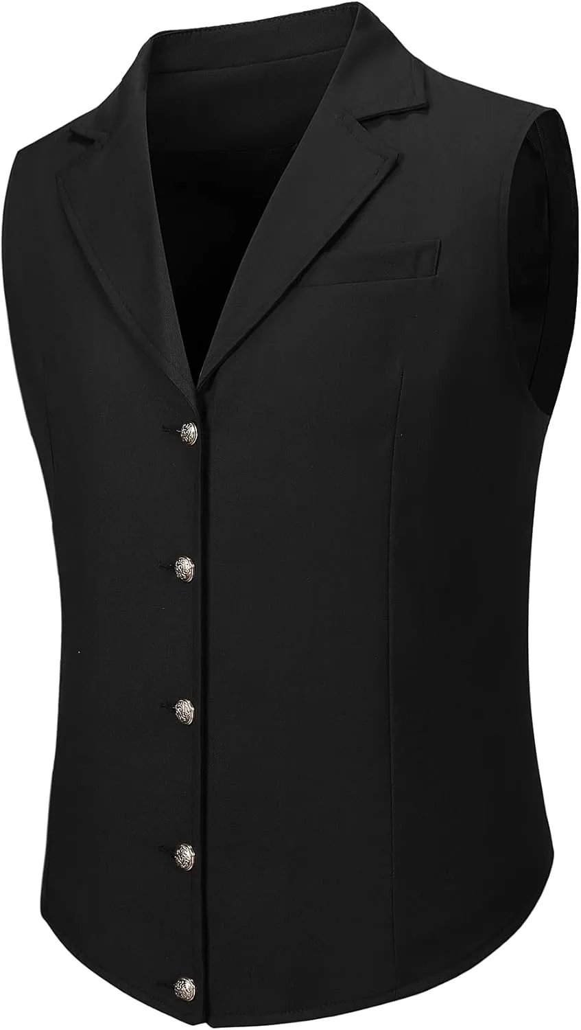 Mens Formal Suit Vest Slim Business Fit Waistcoat with 1 Pockets for Suit or Tuxedo