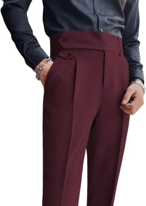 Men's Slim Dress Pants Pleat-Front Summer Casual Trouser High Waist Business Suit Pants Long for Men