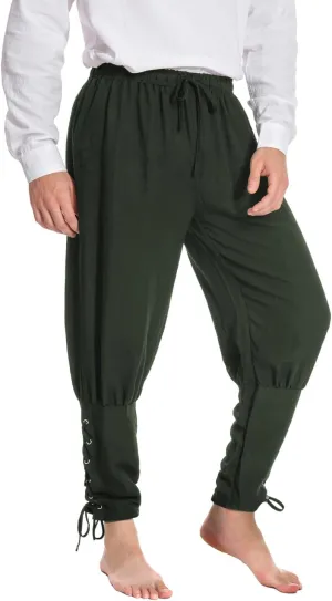 Mens Spring Summer Autumn Ankle Banded Pants Medieval Viking Navigator Trousers Renaissance Pants