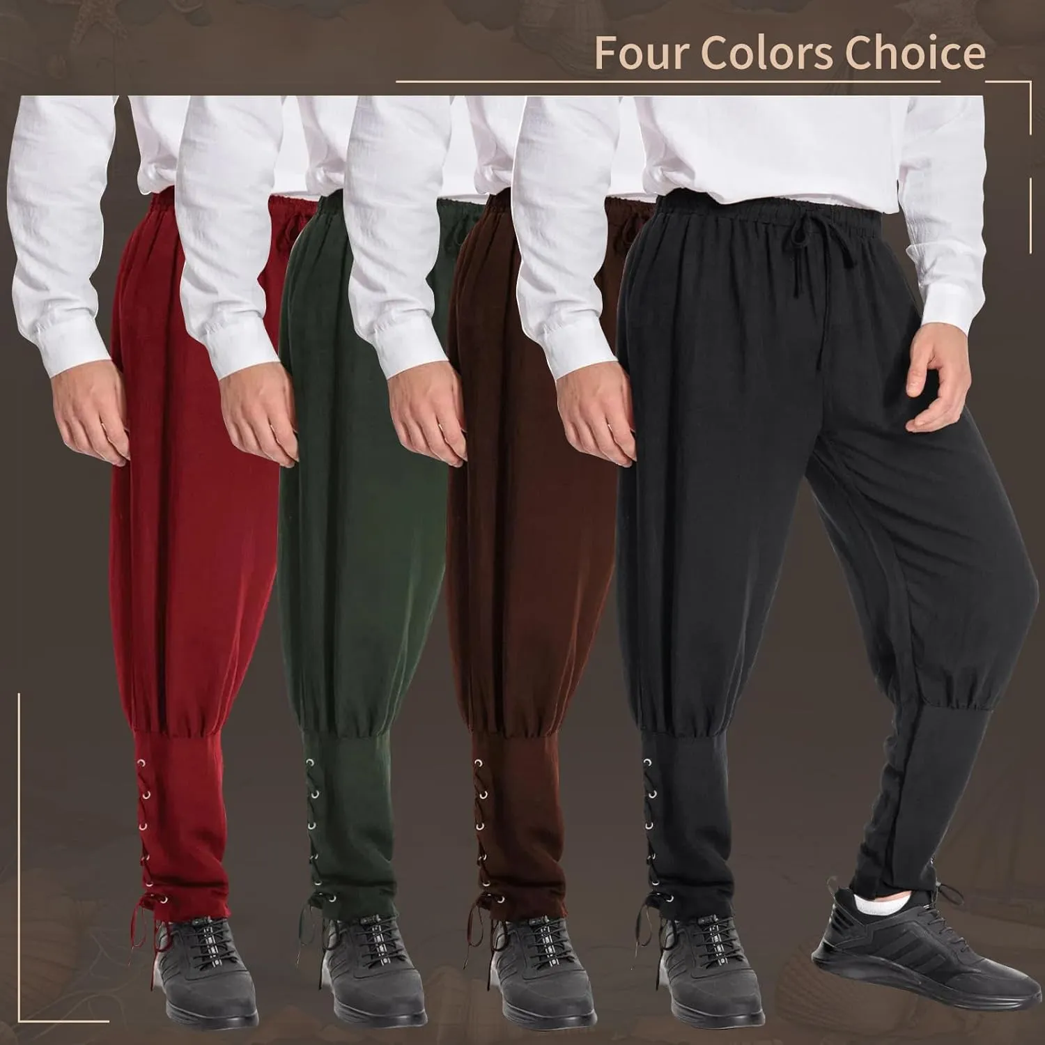 Mens Spring Summer Autumn Ankle Banded Pants Medieval Viking Navigator Trousers Renaissance Pants