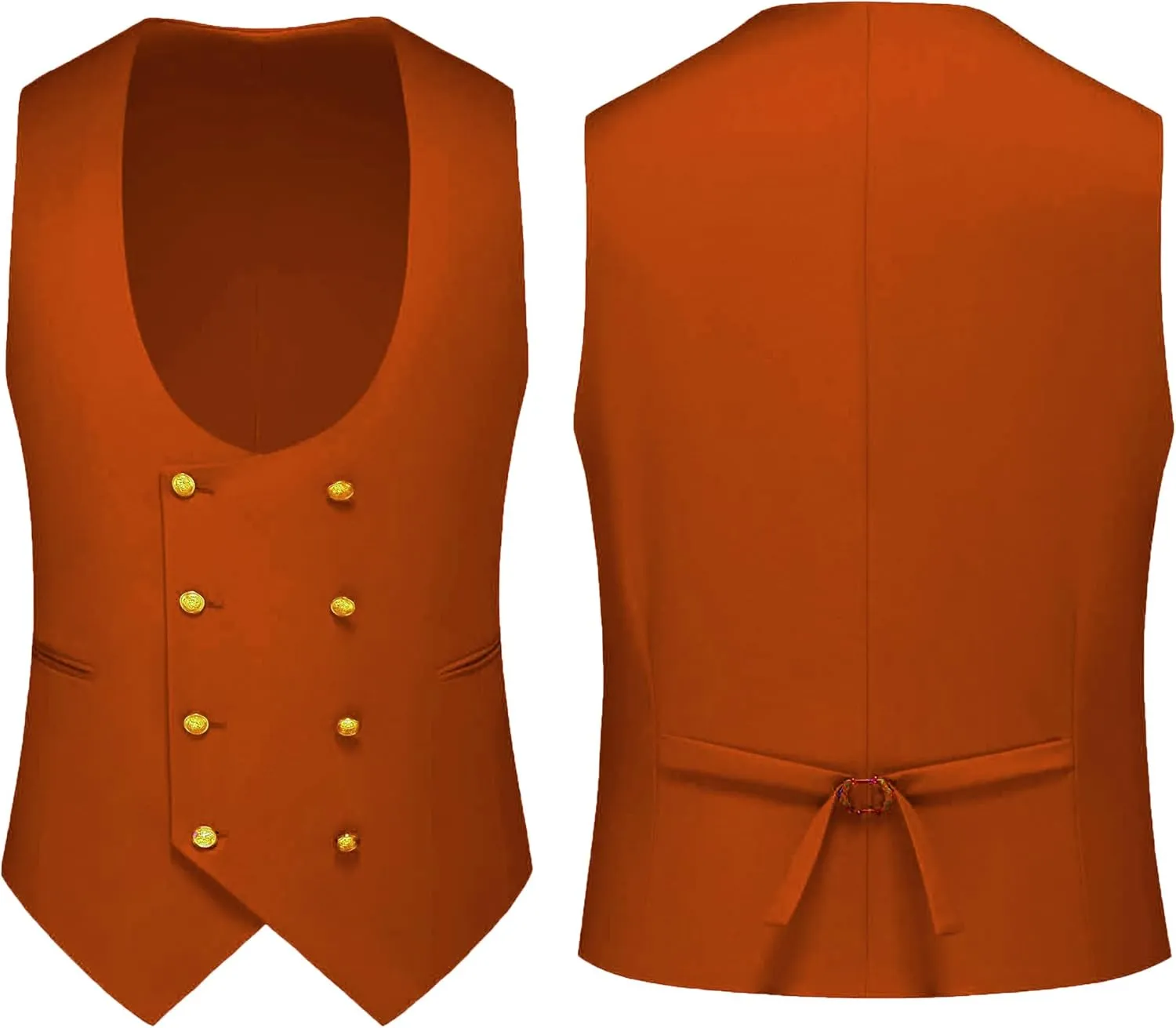 MOGU Mens Suits Gold Buttons 3 Piece Slim Fit Tuxedo Suit Set Blazer Vest Pants for Wedding Prom