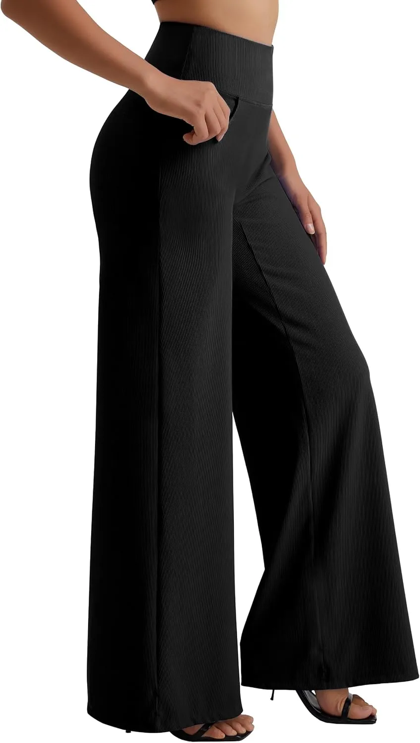 MOOSLOVER Women Wide Leg Yoga Lounge Pants High Waisted Casual Pants Comfy Stretchy Loose Pants