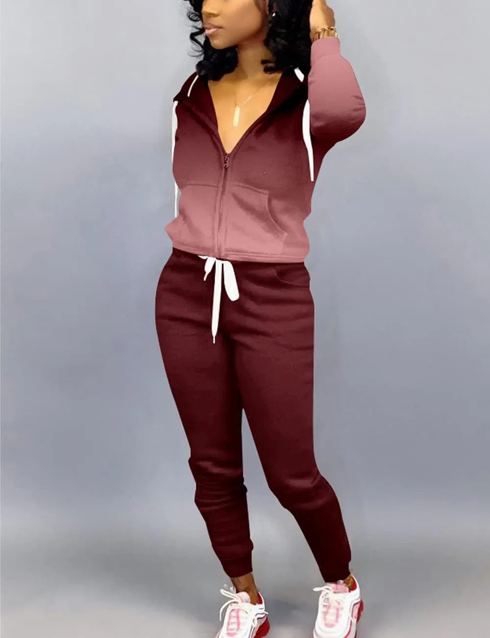 Mrskoala Two Piece Outfits for Women Tracksuit Sweat Suits Workout Jogging Sets Loungewear with Pocket