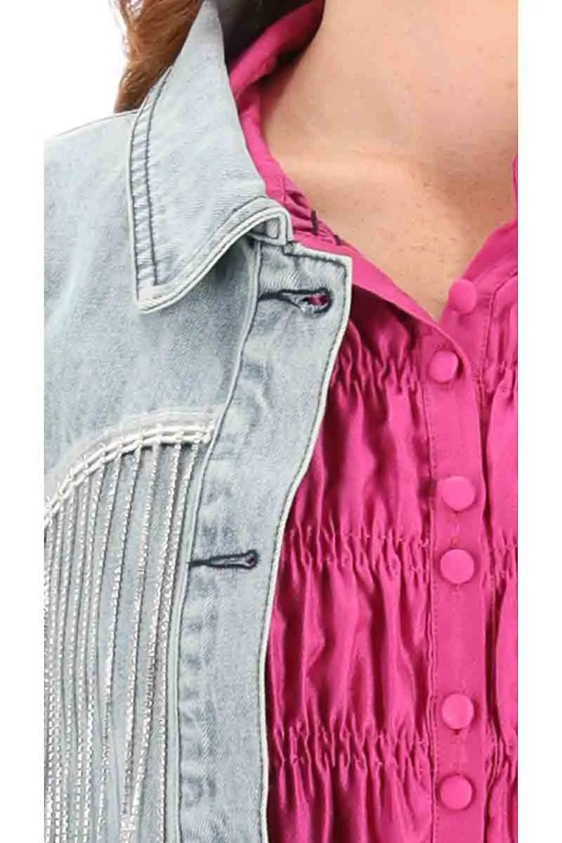 Natalia Denim Jacket Diamante Trim