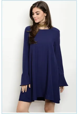 Navy Bell Sleeve Dress