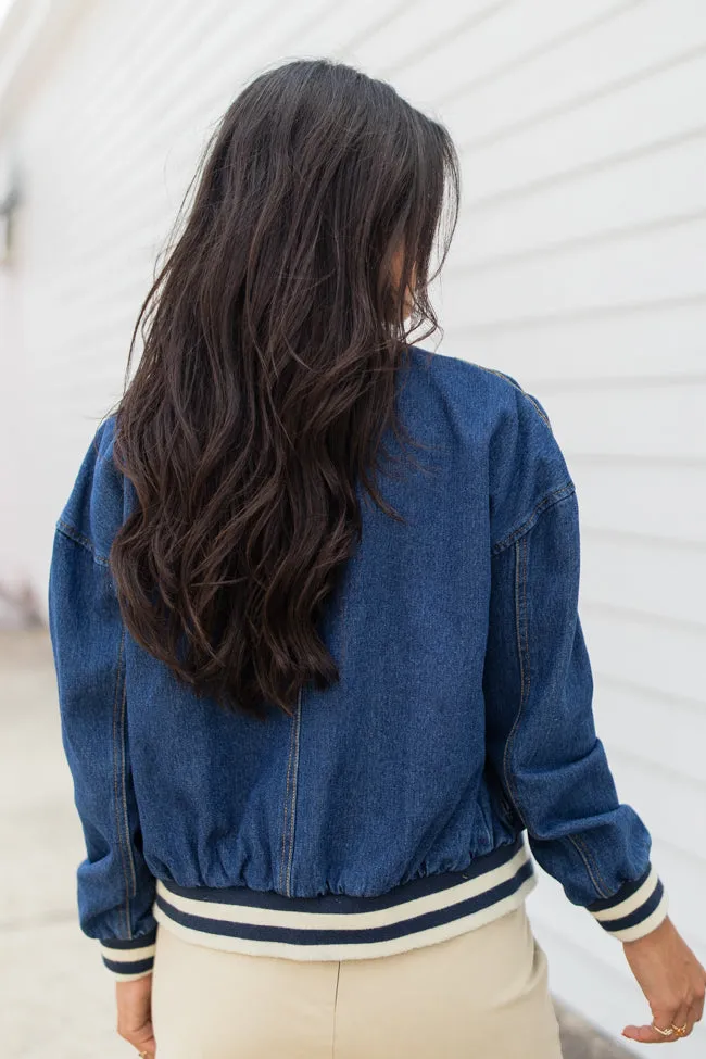 Never Left Me Denim Bomber Jacket FINAL SALE