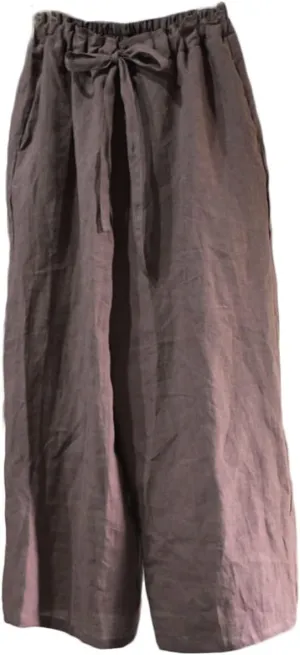 NFYM Casual Wide Pants for Women Linen Elastic High Waist Drawstring Belt Comfy Trousers with Pockets