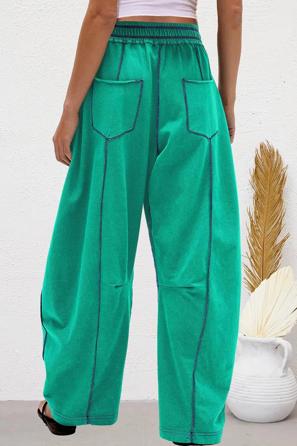 Nirovien Womens Barrel Sweatpants High Waisted Wide Leg Pants Drawstring Athletic Baggy Pants Lounge Sweats