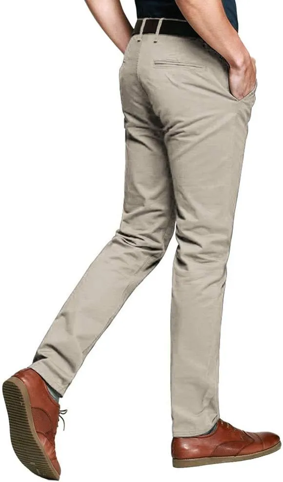 OCHENTA Mens Tapered Flat Front Casual Dress Pants, Chinos Pants Men