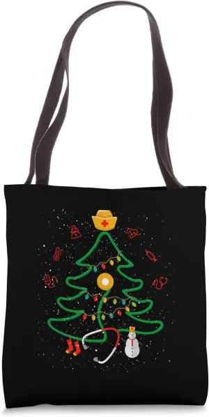 Oh Nursing Tree Stethoscope Christmas Tree RN Nurse Doctor Tote Bag