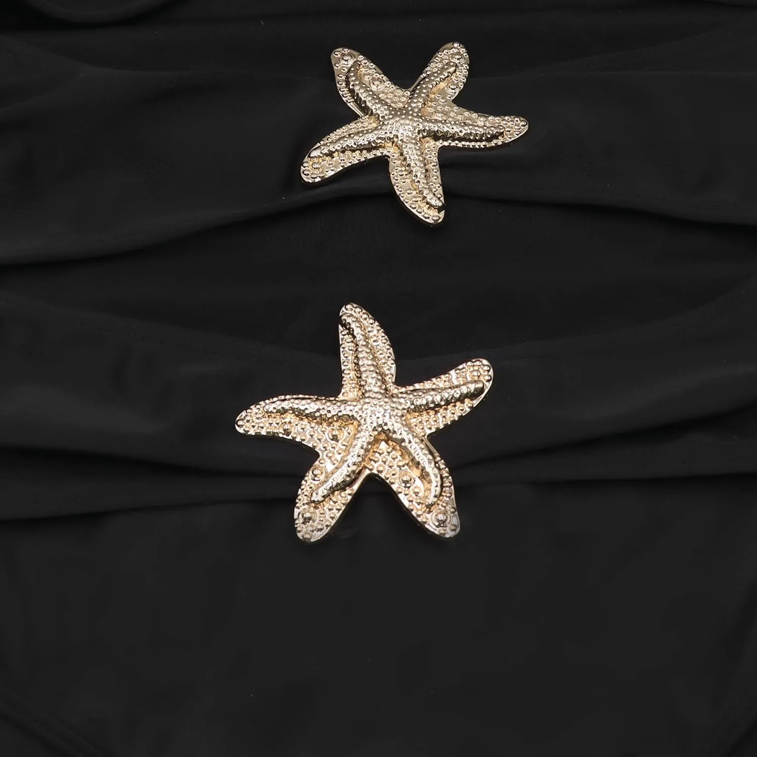 One Piece Swimsuit for Women Beach Bathing Suit Sexy Metal Starfish Cut Out Ruched Swimwear Summer Onepiece